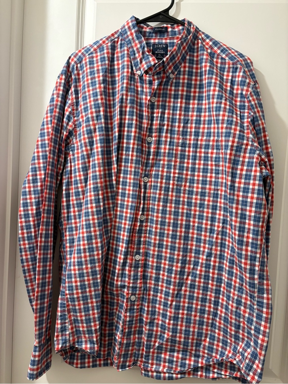 J. Crew Men’s Red, Blue & White Plaid Button-Down Shirt